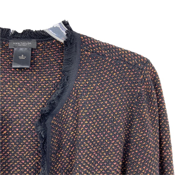 ANN TAYLOR Fringe Knit Open Front Jacket Blazer Cardigan - Picture 3 of 4